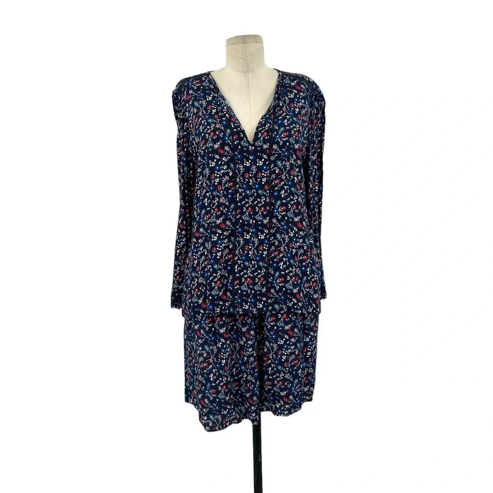 Comptoir Des Cottoniers Blue Floral Skirt Set Skirt and Blouse Size Large